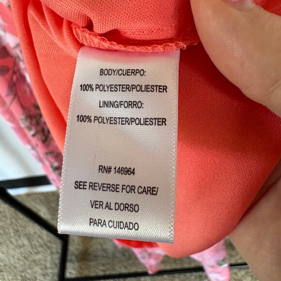 Vintage Y2K Fairy Pink Floral Midi Dress Cowl Neck Flutter Sleeve Ethereal 18 - Picture 10 of 11